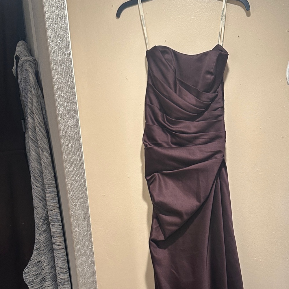 Elegant Brown Strapless Dress